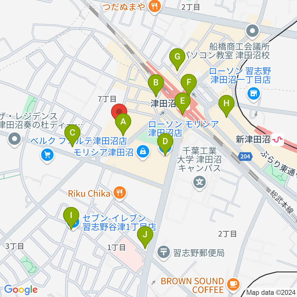 島村楽器 ロハル津田沼店周辺のコンビニエンスストア一覧地図