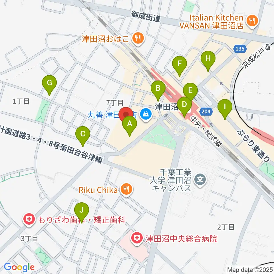 島村楽器 ロハル津田沼店周辺のコンビニエンスストア一覧地図