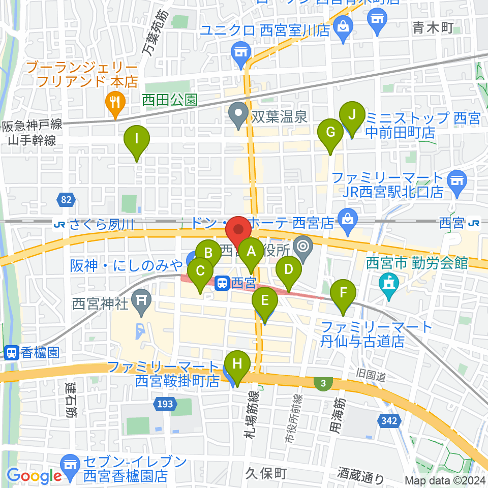 阪神西宮ゴールウェイ周辺のコンビニエンスストア一覧地図