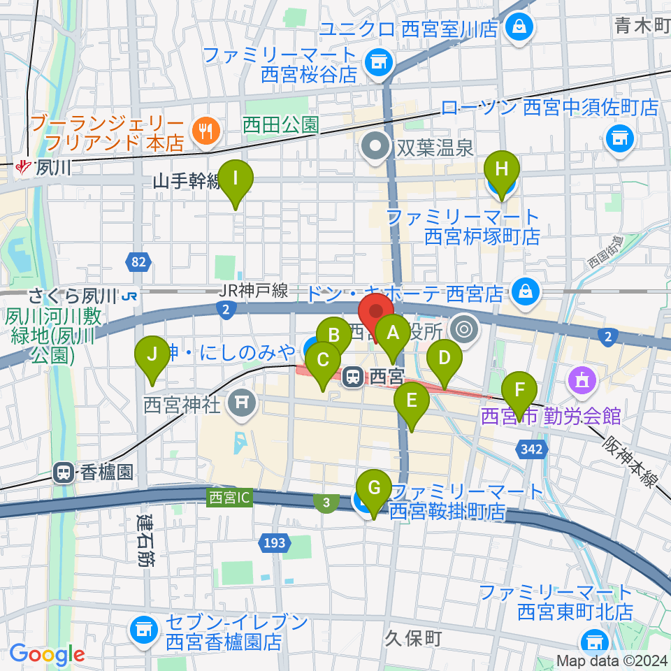 阪神西宮ゴールウェイ周辺のコンビニエンスストア一覧地図