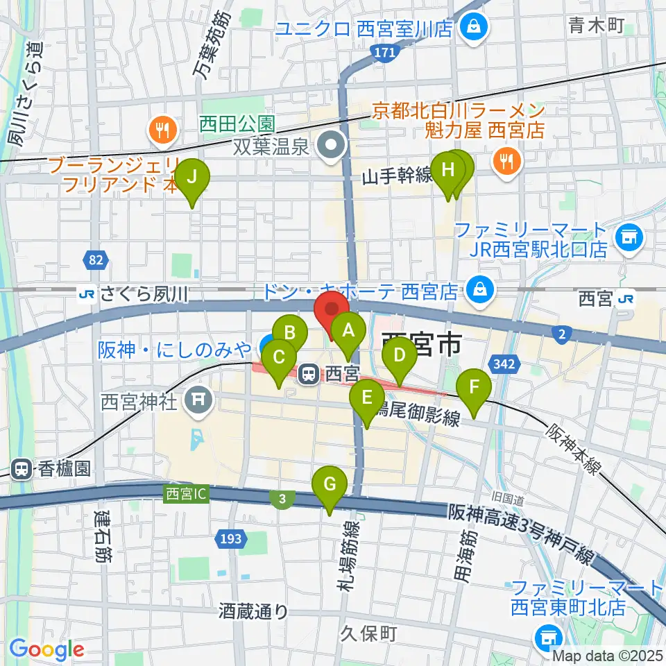 阪神西宮ゴールウェイ周辺のコンビニエンスストア一覧地図
