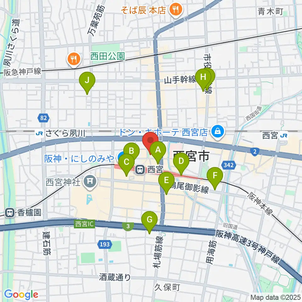 阪神西宮ゴールウェイ周辺のコンビニエンスストア一覧地図