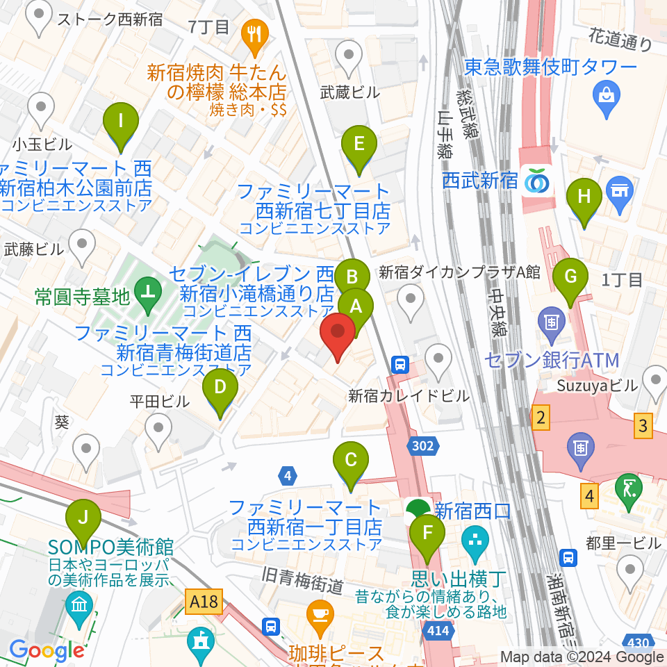 サウンドスタジオノア 新宿店周辺のコンビニエンスストア一覧地図