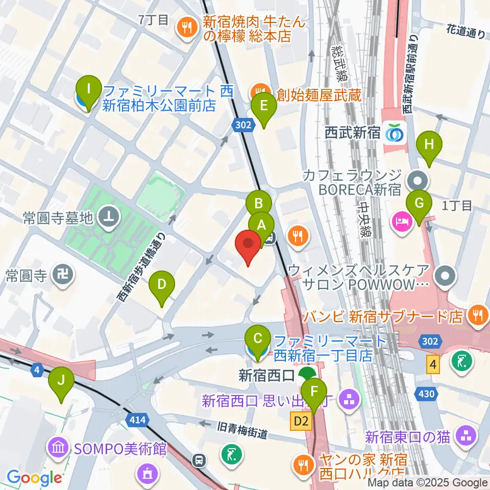 サウンドスタジオノア 新宿店周辺のコンビニエンスストア一覧地図