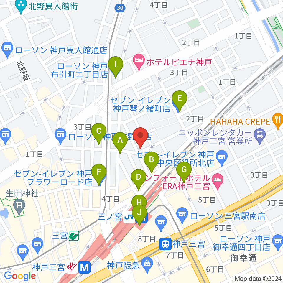 スタジオバップル周辺のコンビニエンスストア一覧地図