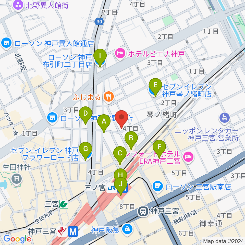 スタジオバップル周辺のコンビニエンスストア一覧地図