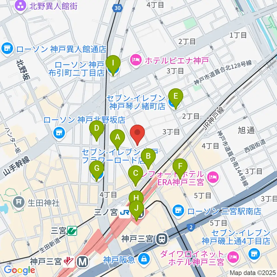 スタジオバップル周辺のコンビニエンスストア一覧地図