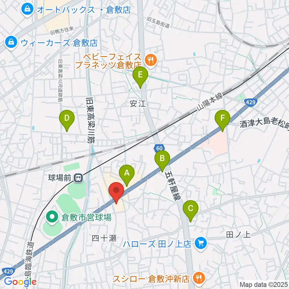 倉敷スタジオバース周辺のコンビニエンスストア一覧地図