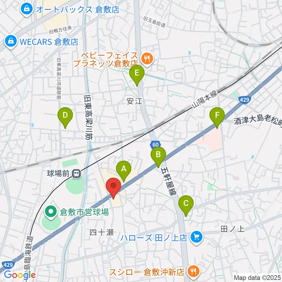 倉敷スタジオバース周辺のコンビニエンスストア一覧地図