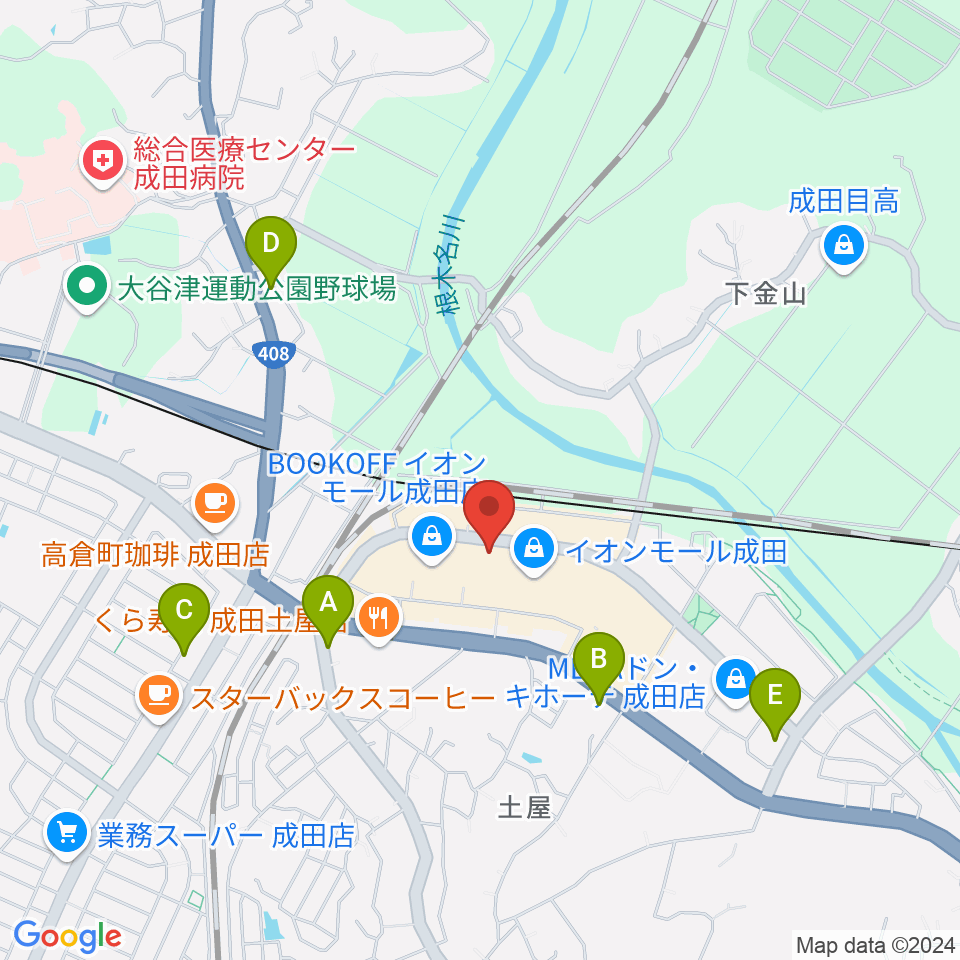 島村楽器 イオンモール成田店周辺のコンビニエンスストア一覧地図