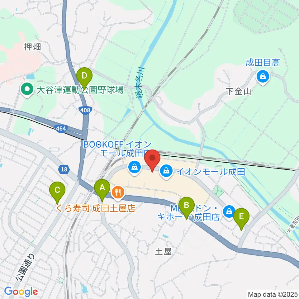 島村楽器 イオンモール成田店周辺のコンビニエンスストア一覧地図