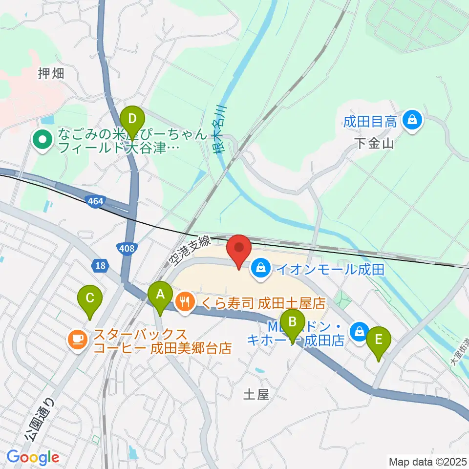 島村楽器 イオンモール成田店周辺のコンビニエンスストア一覧地図