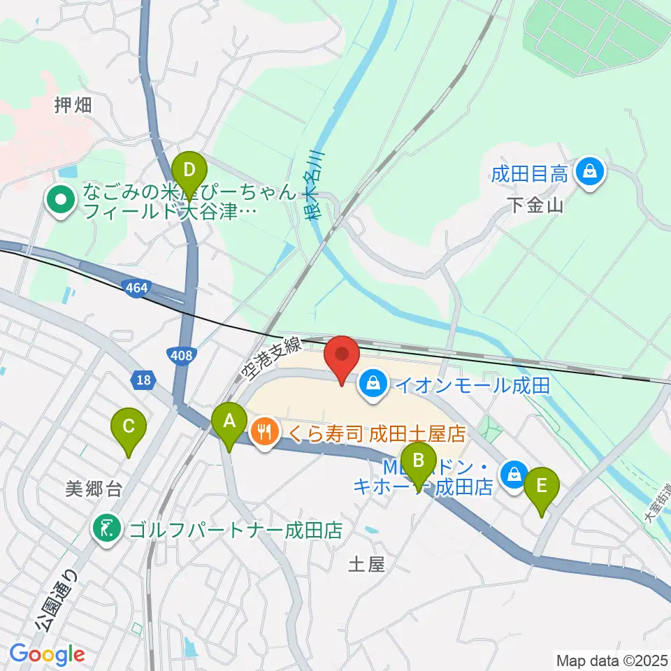 島村楽器 イオンモール成田店周辺のコンビニエンスストア一覧地図