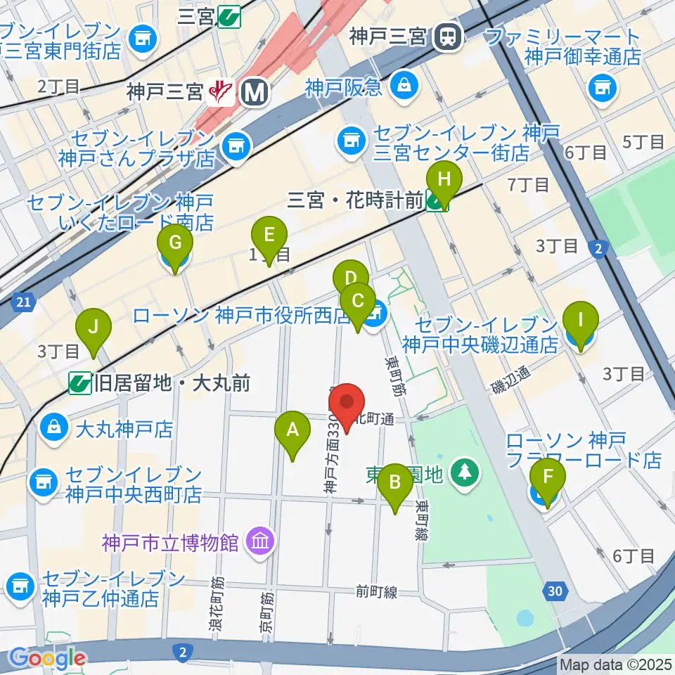 100BANホール&スタジオ周辺のコンビニエンスストア一覧地図