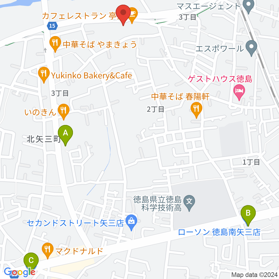 徳島J-POPS STUDIO周辺のコンビニエンスストア一覧地図