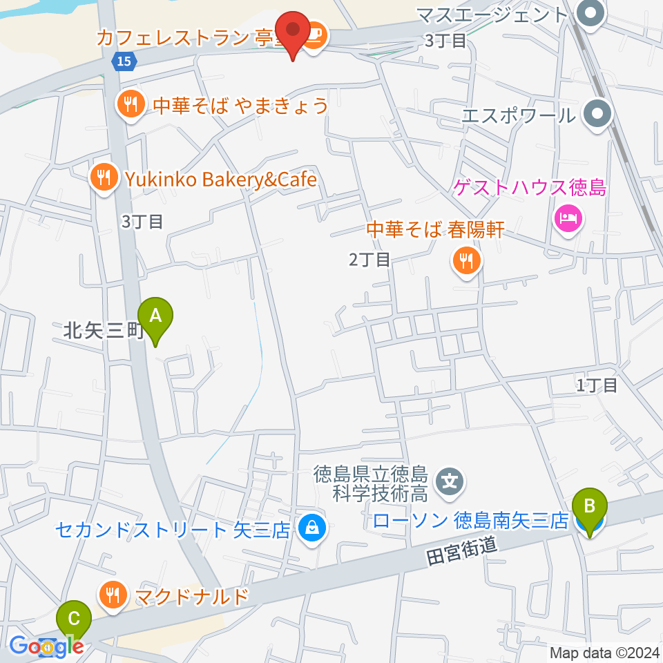 徳島J-POPS STUDIO周辺のコンビニエンスストア一覧地図