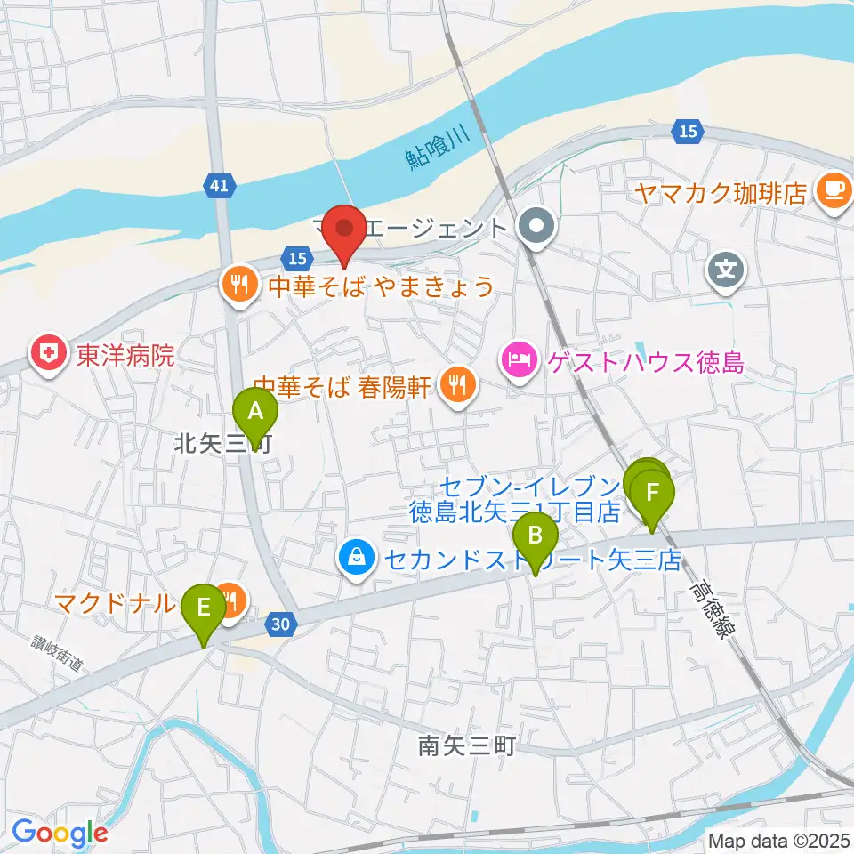 徳島J-POPS STUDIO周辺のコンビニエンスストア一覧地図