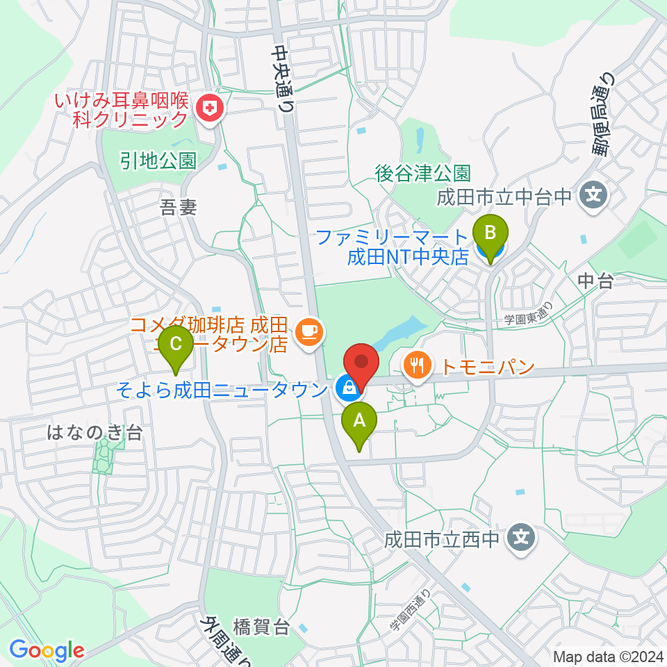 島村楽器 成田ボンベルタ店周辺のコンビニエンスストア一覧地図