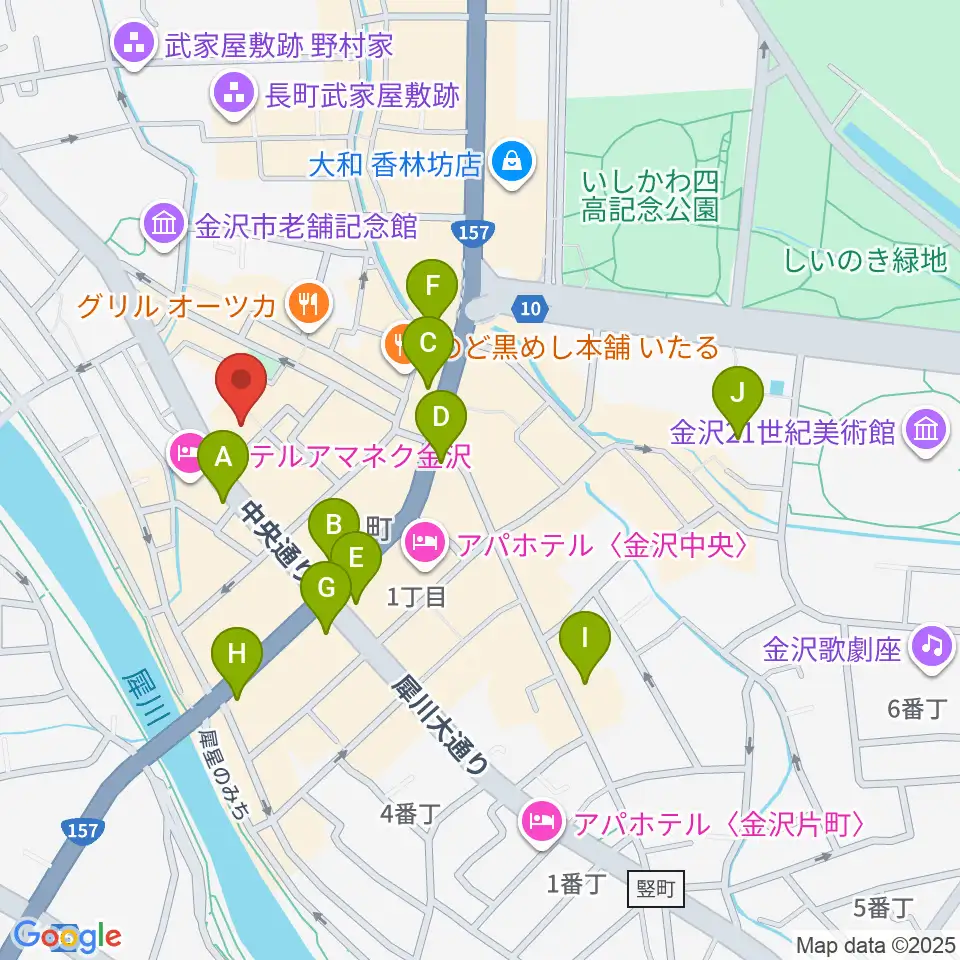 金沢GOLD CREEK周辺のコンビニエンスストア一覧地図