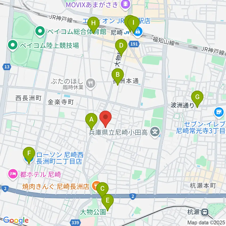 ピアノ工房関西周辺のコンビニエンスストア一覧地図