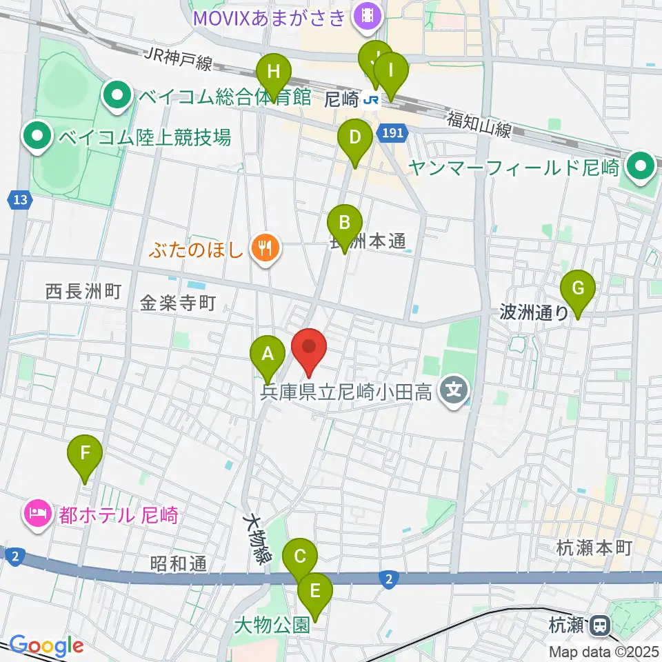 ピアノ工房関西周辺のコンビニエンスストア一覧地図