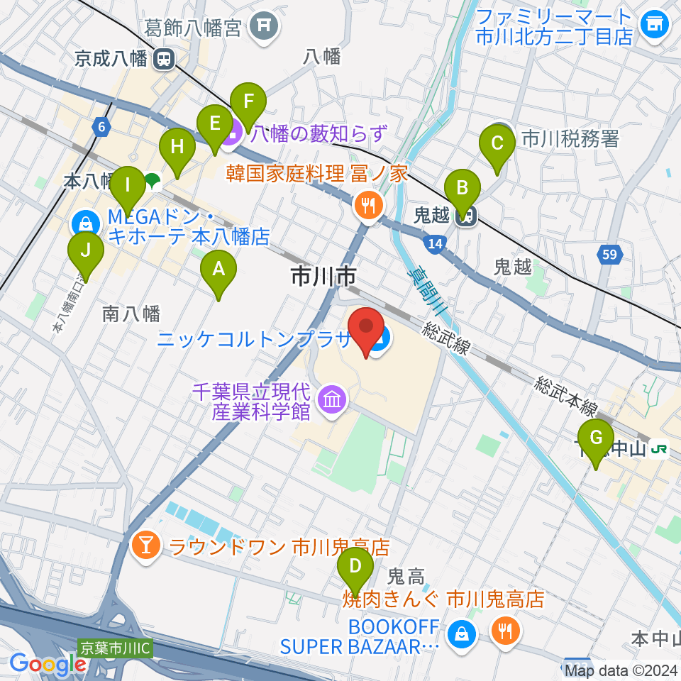 島村楽器 市川コルトンプラザ店周辺のコンビニエンスストア一覧地図