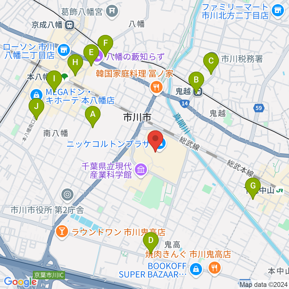 島村楽器 市川コルトンプラザ店周辺のコンビニエンスストア一覧地図