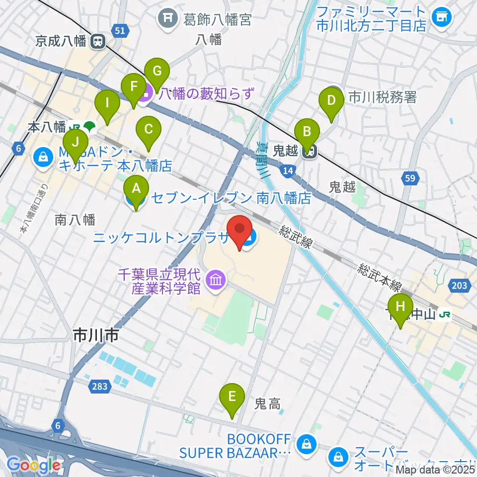 島村楽器 市川コルトンプラザ店周辺のコンビニエンスストア一覧地図