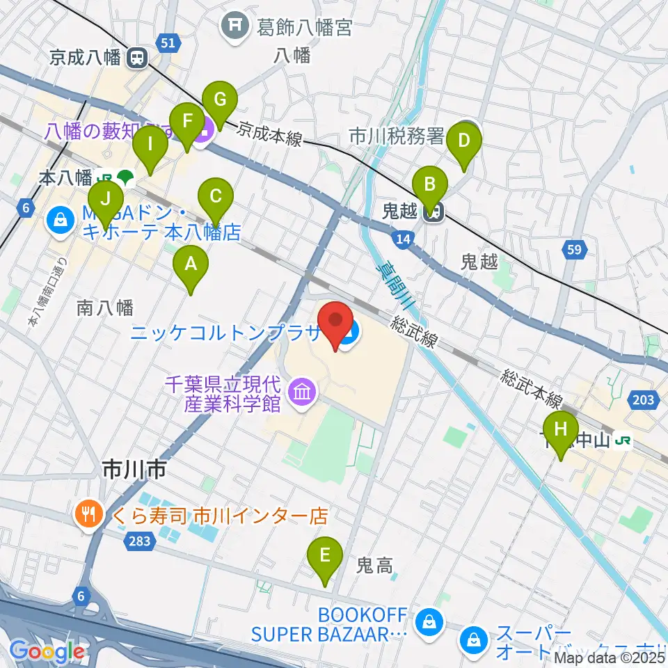 島村楽器 市川コルトンプラザ店周辺のコンビニエンスストア一覧地図