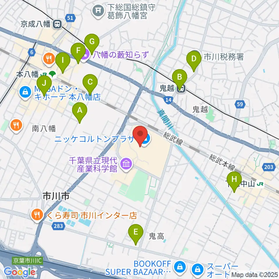 島村楽器 市川コルトンプラザ店周辺のコンビニエンスストア一覧地図