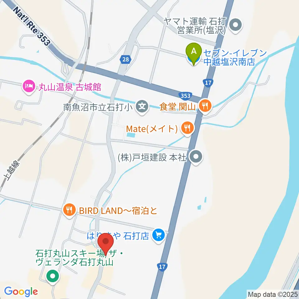 石打ワンダースリー周辺のコンビニエンスストア一覧地図