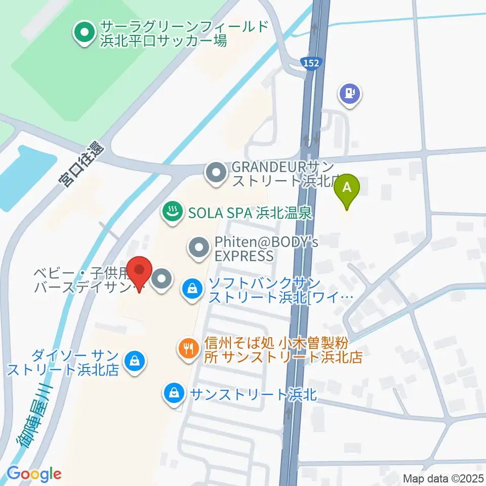 アオイ楽器店 サンストリート浜北センター周辺のコンビニエンスストア一覧地図