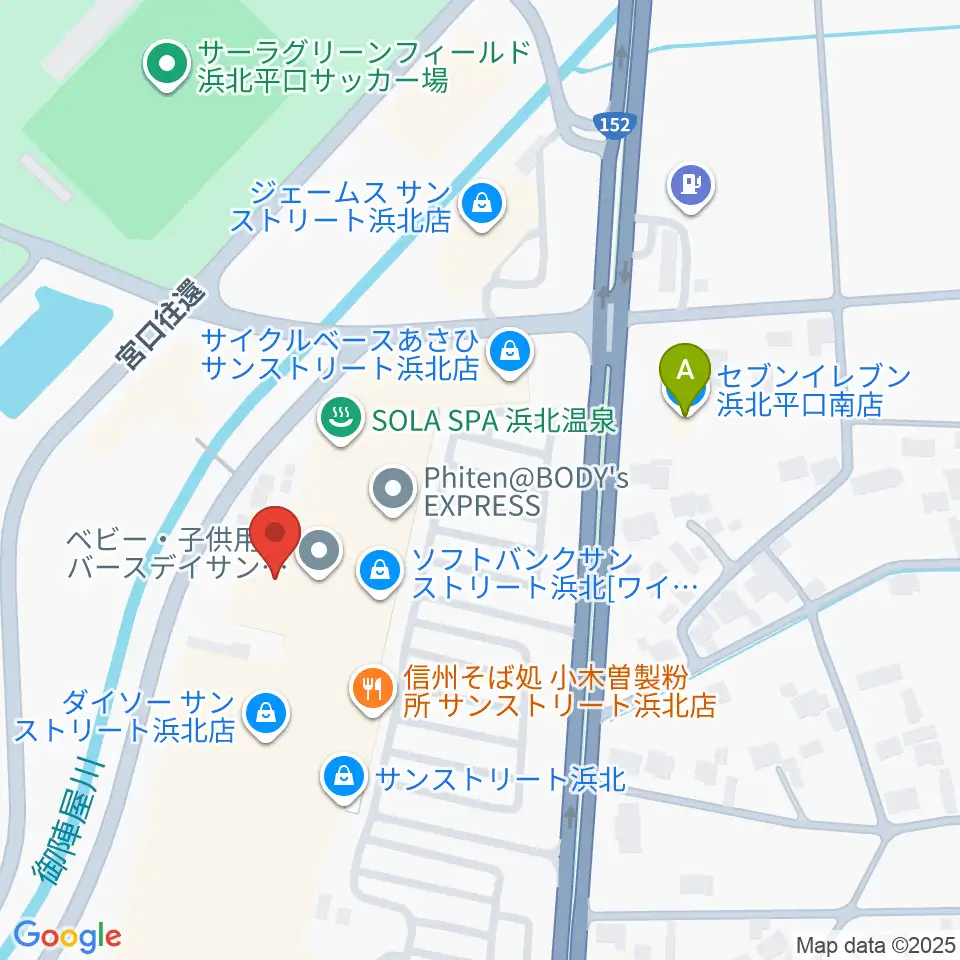アオイ楽器店 サンストリート浜北センター周辺のコンビニエンスストア一覧地図