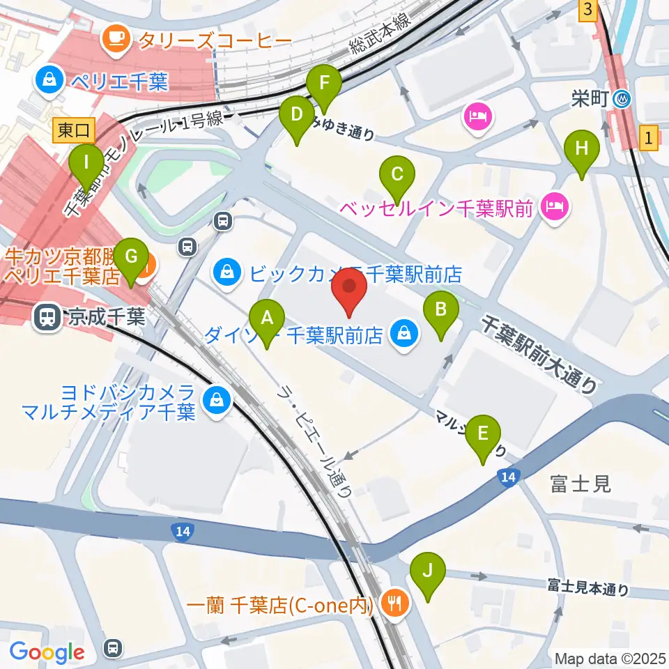 島村楽器 千葉店周辺のコンビニエンスストア一覧地図