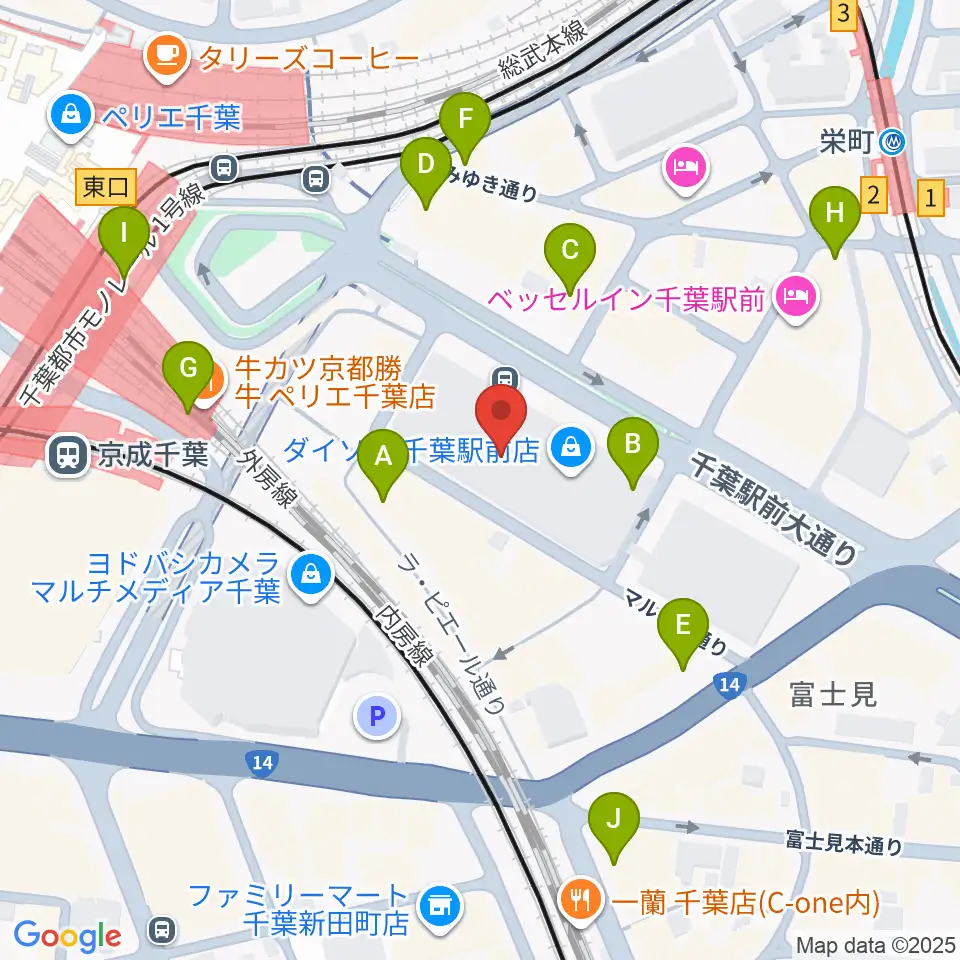 島村楽器 千葉店周辺のコンビニエンスストア一覧地図