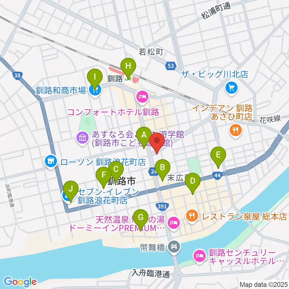 カワイ釧路店周辺のコンビニエンスストア一覧地図