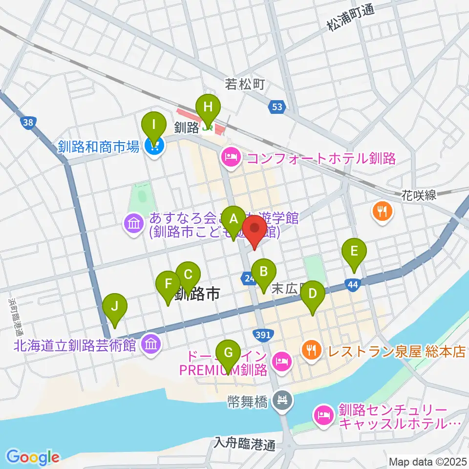 カワイ釧路店周辺のコンビニエンスストア一覧地図