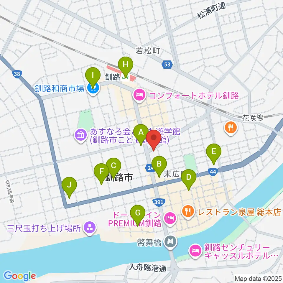 カワイ釧路店周辺のコンビニエンスストア一覧地図