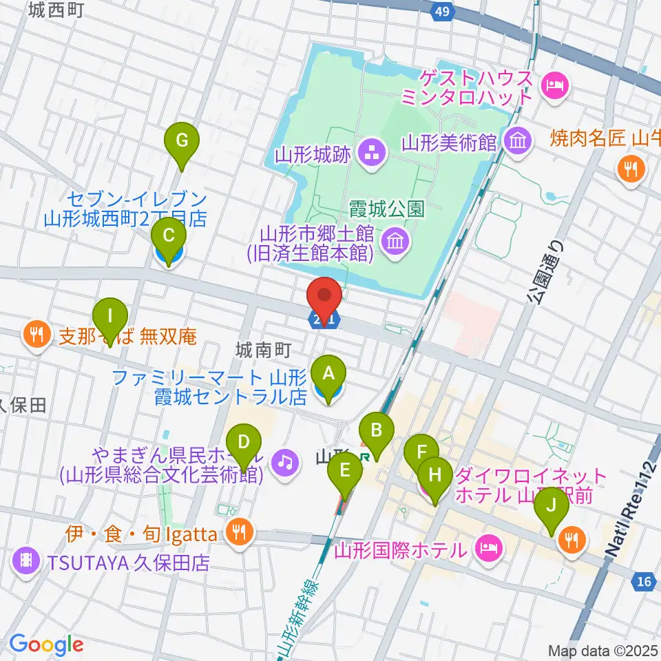 カワイ山形ショップ周辺のコンビニエンスストア一覧地図