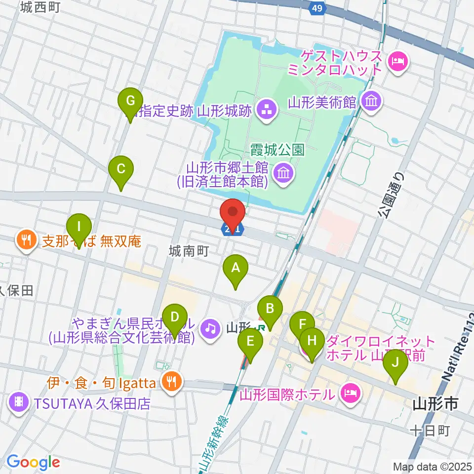 カワイ山形ショップ周辺のコンビニエンスストア一覧地図