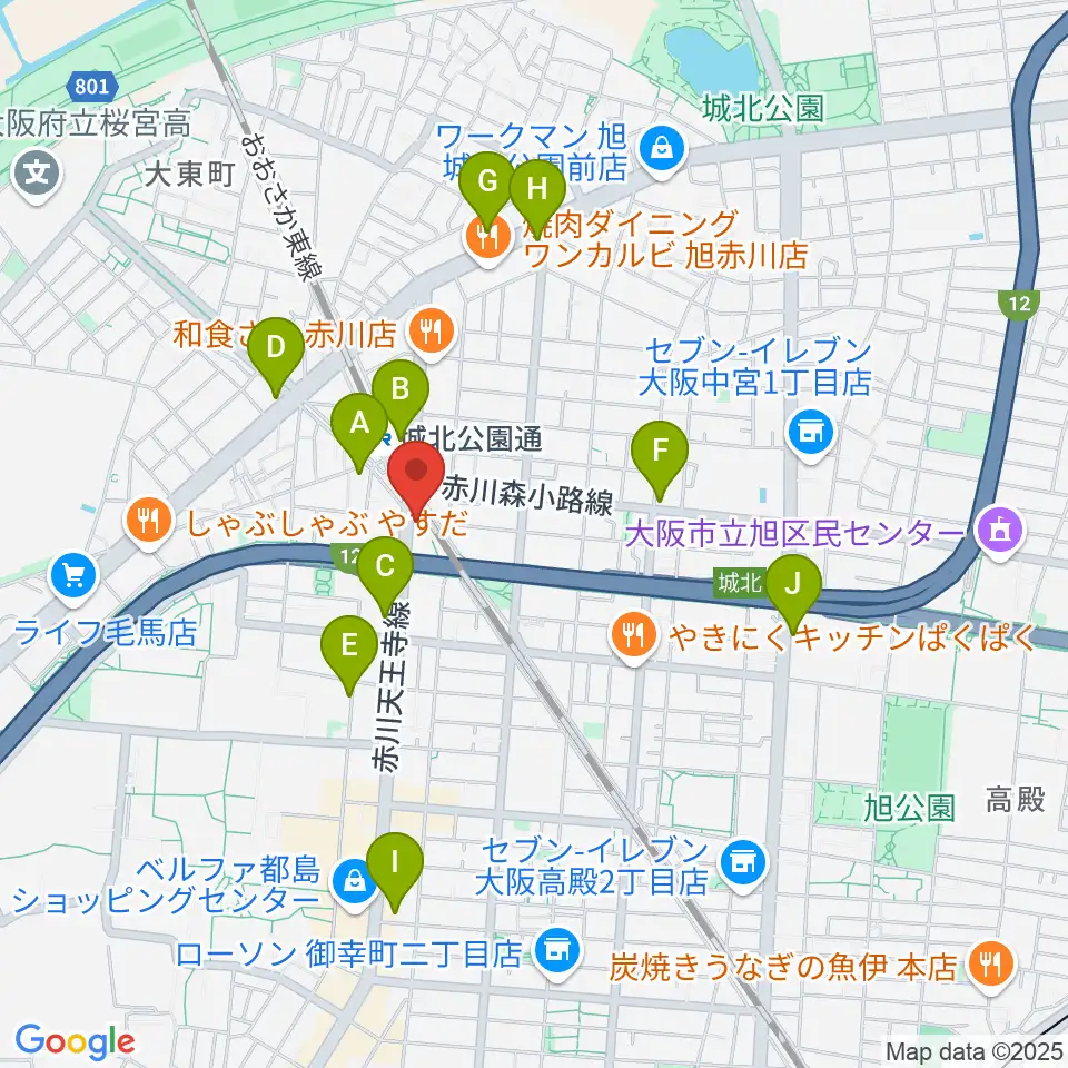都島L-WISE周辺のコンビニエンスストア一覧地図
