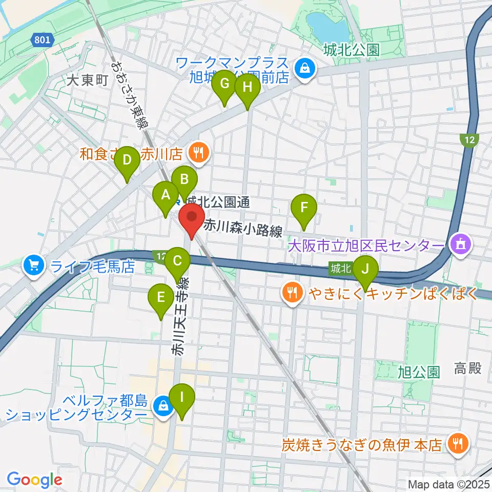 都島L-WISE周辺のコンビニエンスストア一覧地図