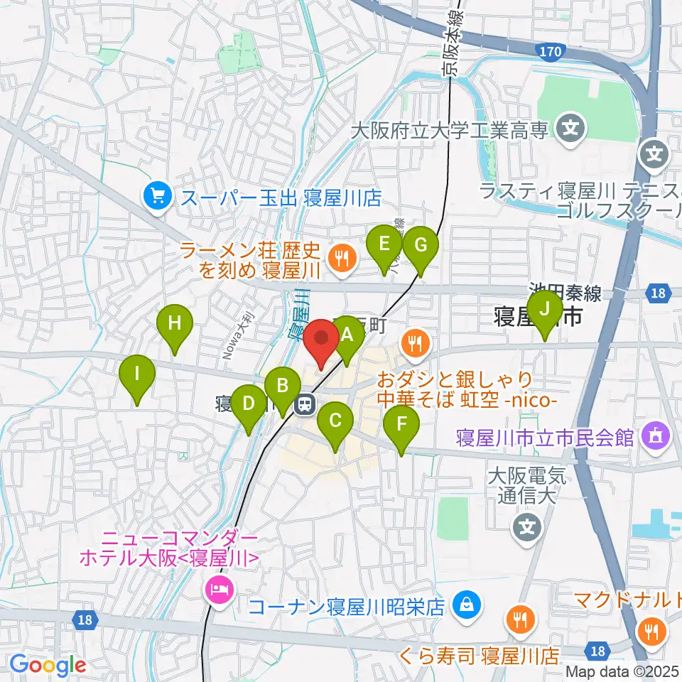 大東楽器 寝屋川店周辺のコンビニエンスストア一覧地図