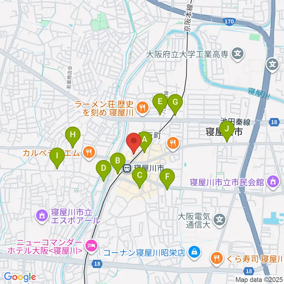 大東楽器 寝屋川店周辺のコンビニエンスストア一覧地図