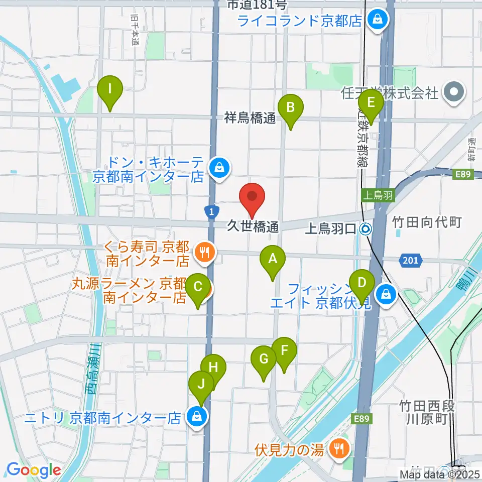 カワイ京都ショップ周辺のコンビニエンスストア一覧地図