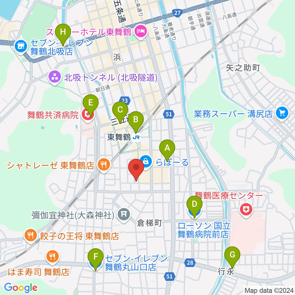 カワイ舞鶴ショップ周辺のコンビニエンスストア一覧地図