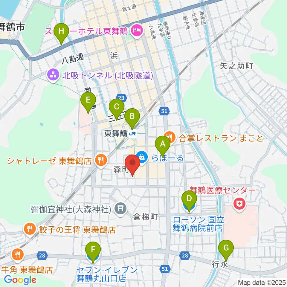 カワイ舞鶴ショップ周辺のコンビニエンスストア一覧地図
