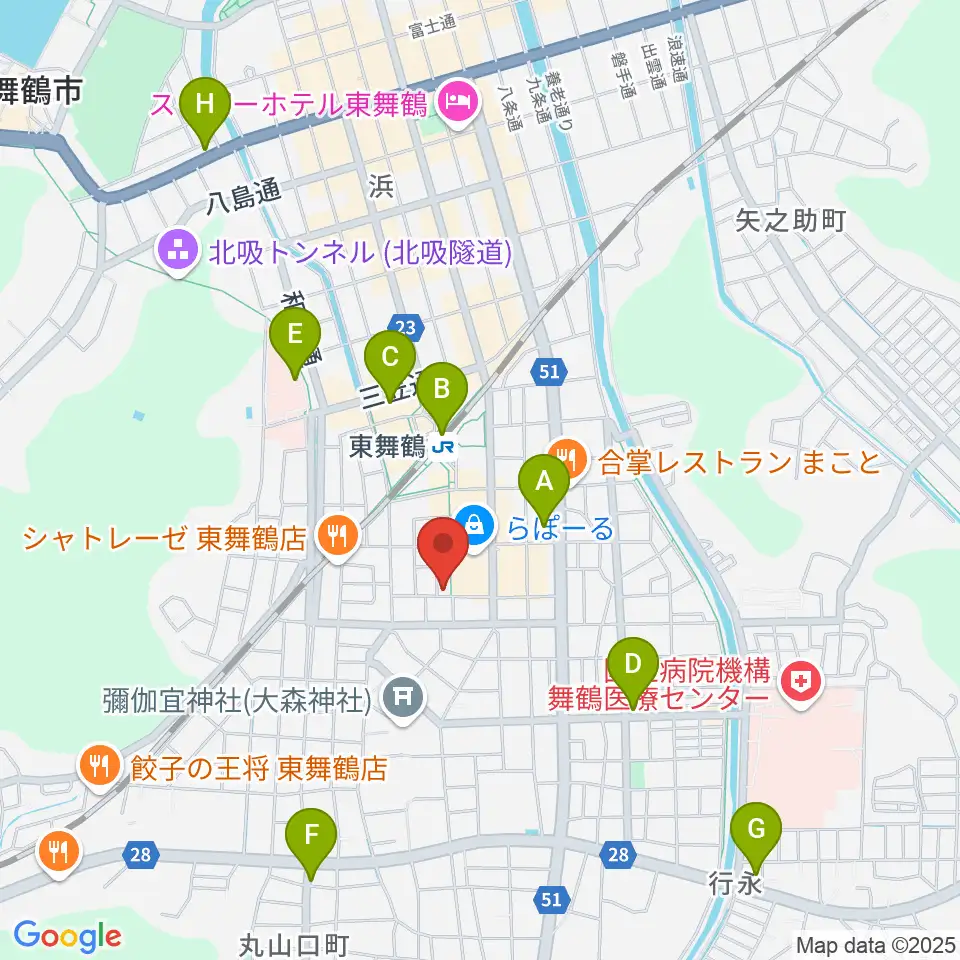 カワイ舞鶴ショップ周辺のコンビニエンスストア一覧地図
