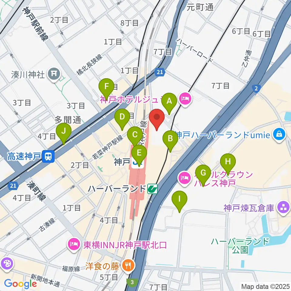 カワイ神戸ショップ周辺のコンビニエンスストア一覧地図