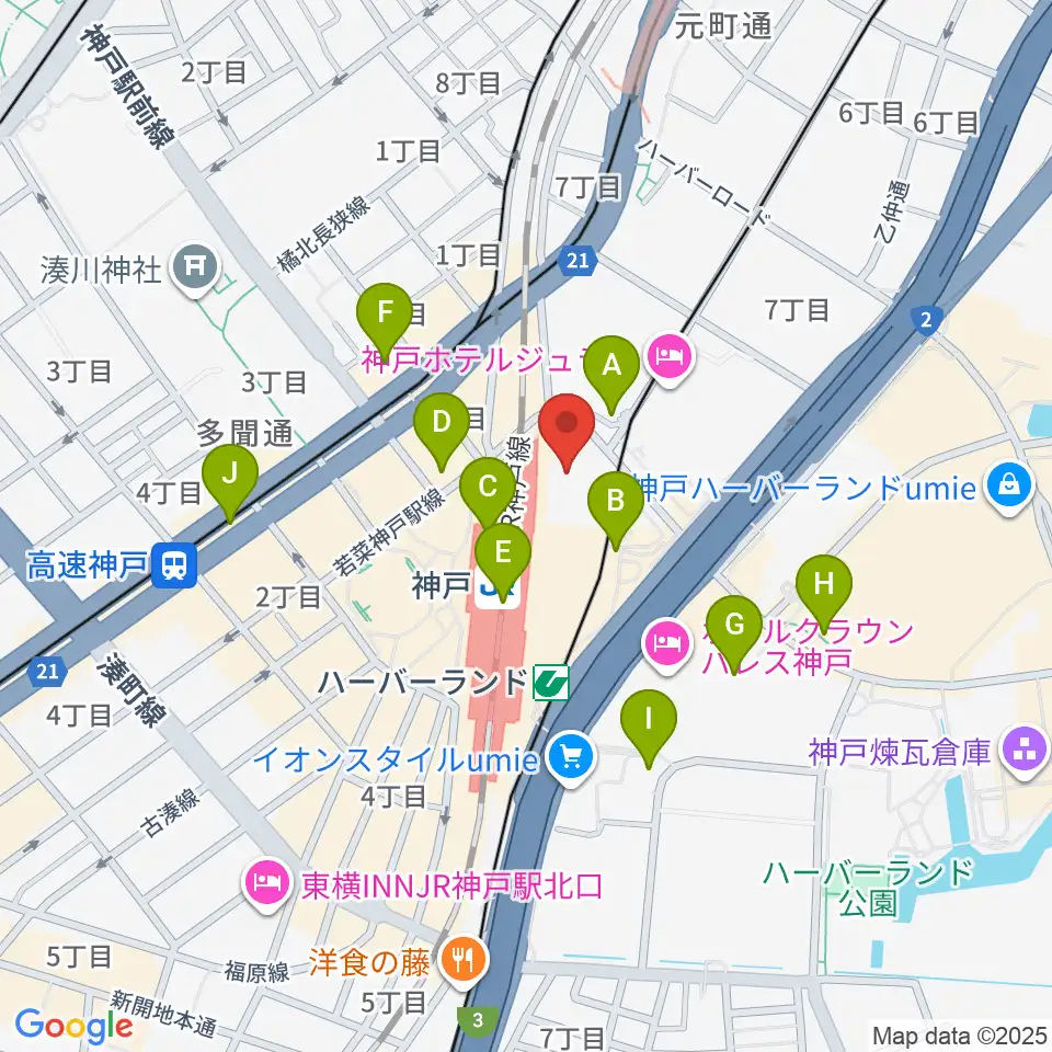 カワイ神戸ショップ周辺のコンビニエンスストア一覧地図